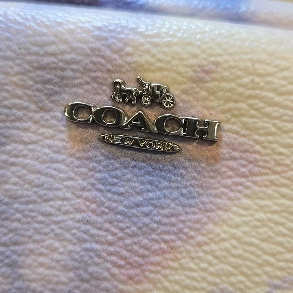 Coach Stylish Blue/Purple/White Tie-Dye Zipper Pouch - Picture 2 of 8